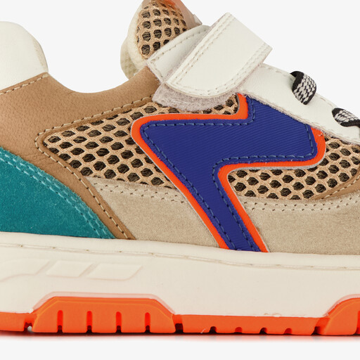Leren jongens sneakers oranje blauw