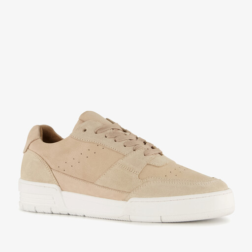 Leren heren sneakers beige wit
