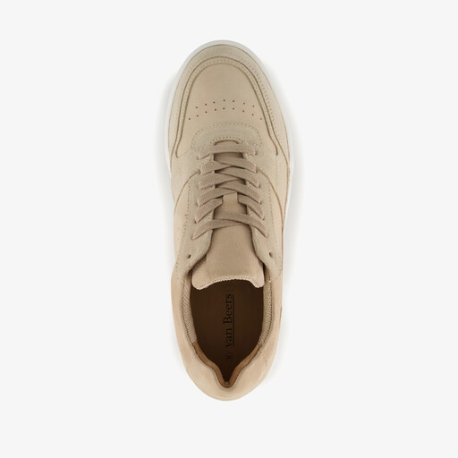 Leren heren sneakers beige wit