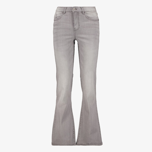Dames flared jeans lichtgrijs