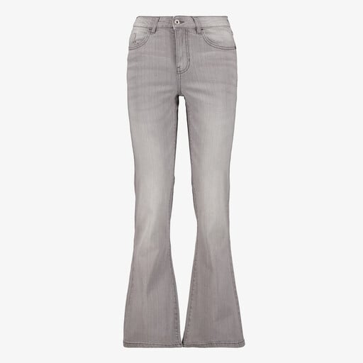 Dames flared jeans lichtgrijs