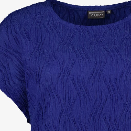 Dames T-shirt met structuur blauw