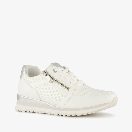 Dames sneakers met rits en veter wit