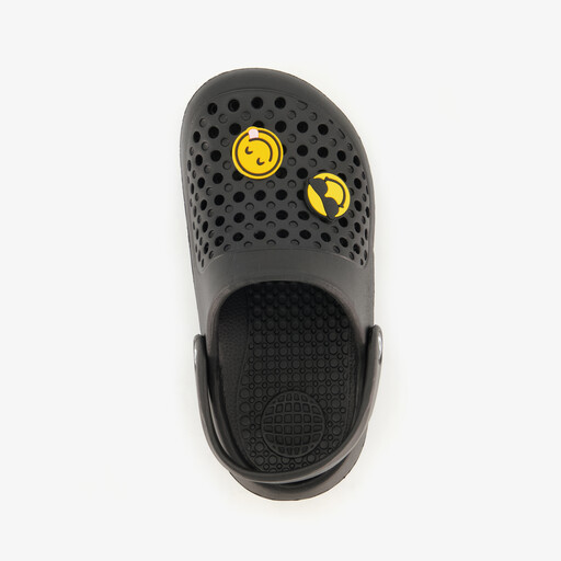 Jongens klompen met smileys zwart