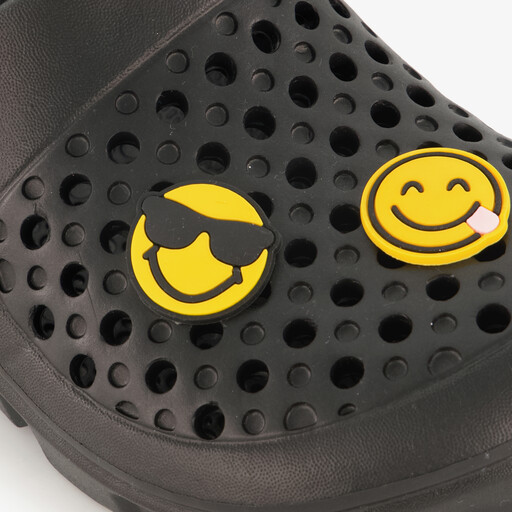 Jongens klompen met smileys zwart
