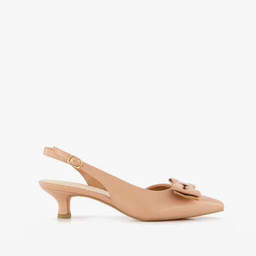 Dames slingback pumps met strik beige