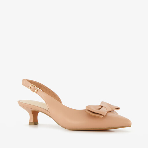 Dames slingback pumps met strik beige