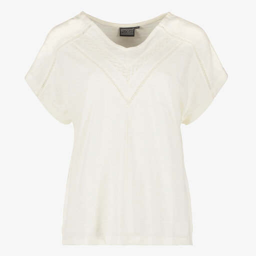 Twoday dames T-shirt wit met borduursels