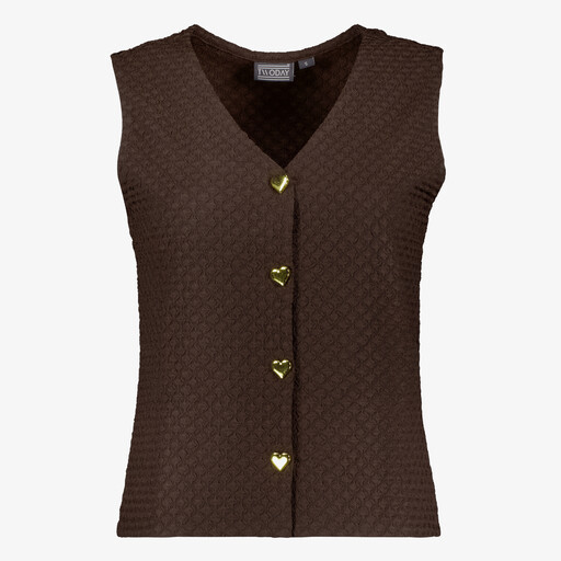Dames gilet bruin met hartjes knopen