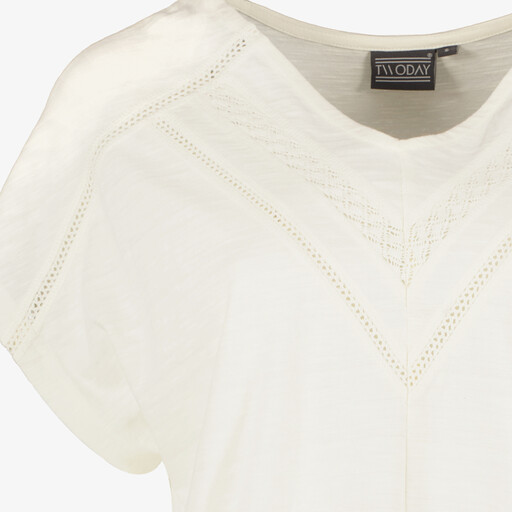 Twoday dames T-shirt wit met borduursels