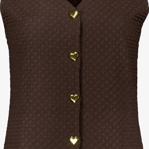 Dames gilet bruin met hartjes knopen