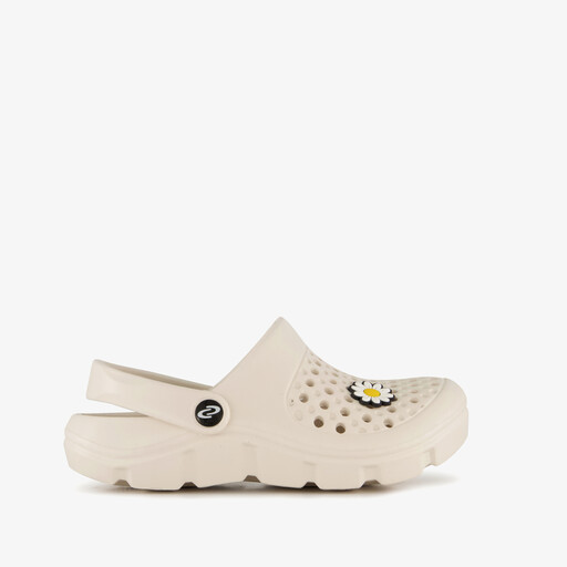 Kinder klompen beige met zonnebloem