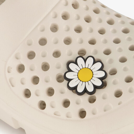 Kinder klompen beige met zonnebloem