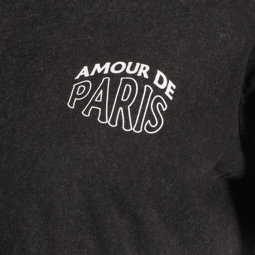 Dames T-shirt acid wash zwart met backprint