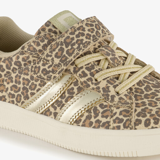 Meisjes sneakers met panterprint beige goud