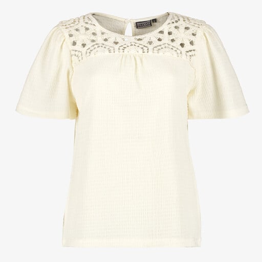 Dames T-shirt met borduursel wit