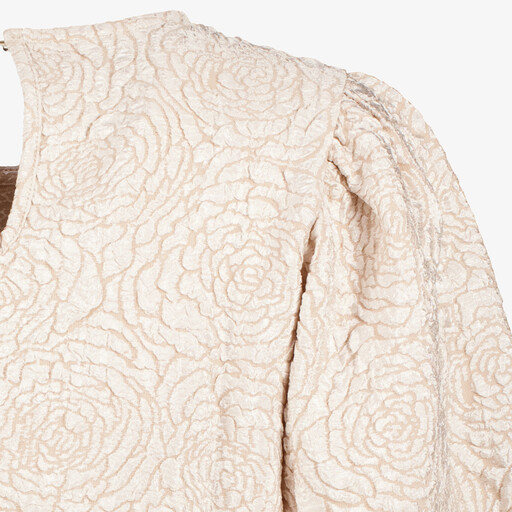 Dames top met pofmouwen beige