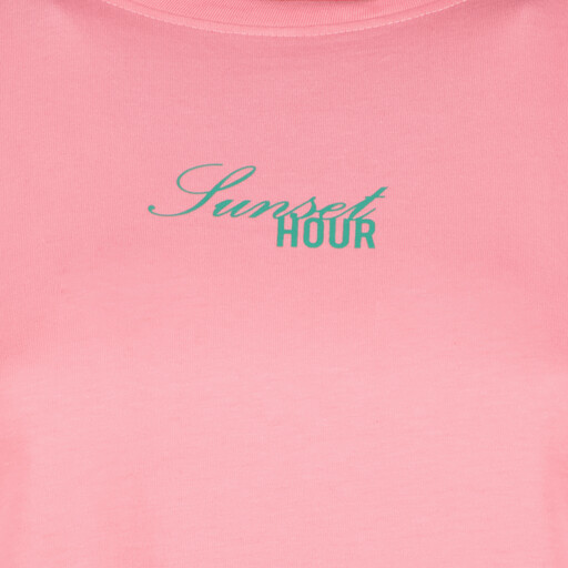 Dames T-shirt met backprint roze
