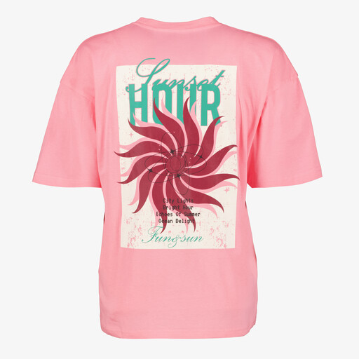 Dames T-shirt met backprint roze