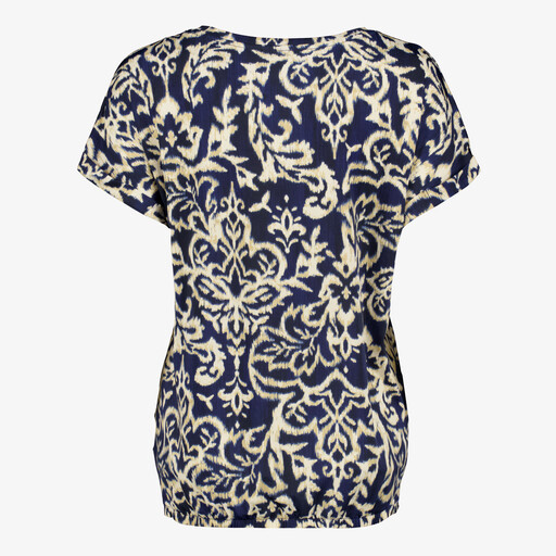 Dames top met print blauw beige