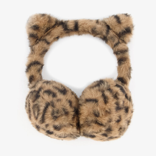 Meisjes oorwarmers met oortjes luipaardprint