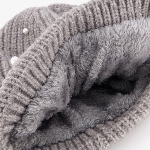 Muts dames grijs met parels en strasstenen