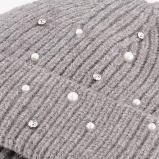 Muts dames grijs met parels en strasstenen