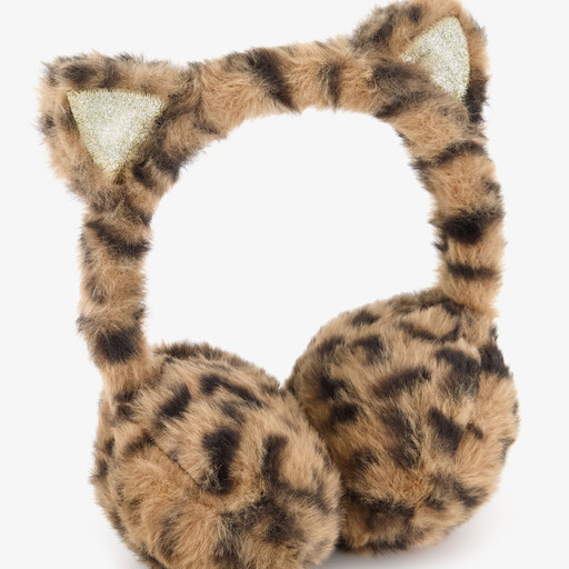 Meisjes oorwarmers met oortjes luipaardprint