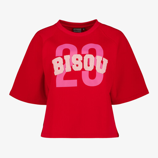 Dames cropped top rood met opdruk