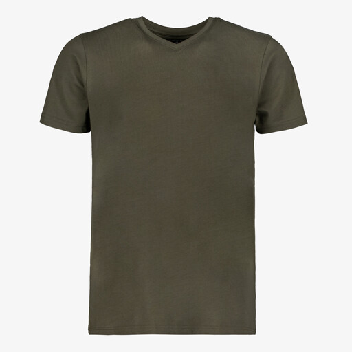 Heren T-shirt katoen V-hals groen