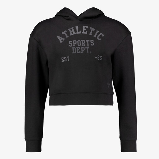 Cropped meisjes sport hoodie zwart