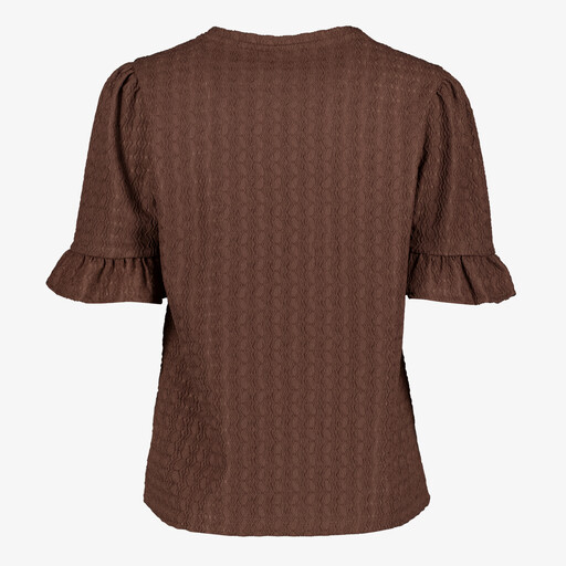Dames top met ruches bruin