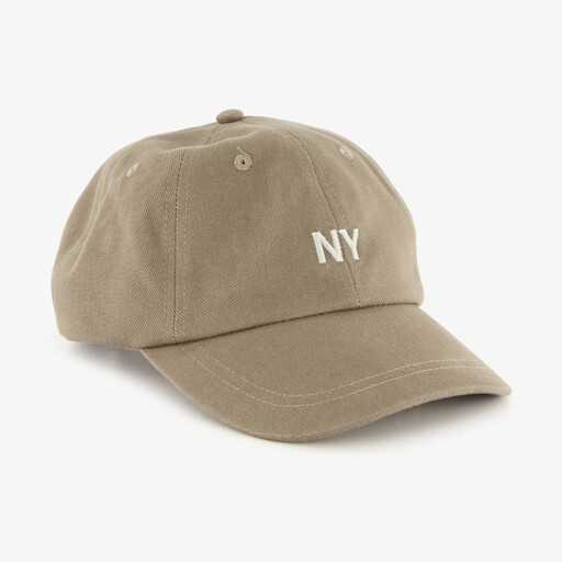 Heren pet met geborduurd NY logo bruin
