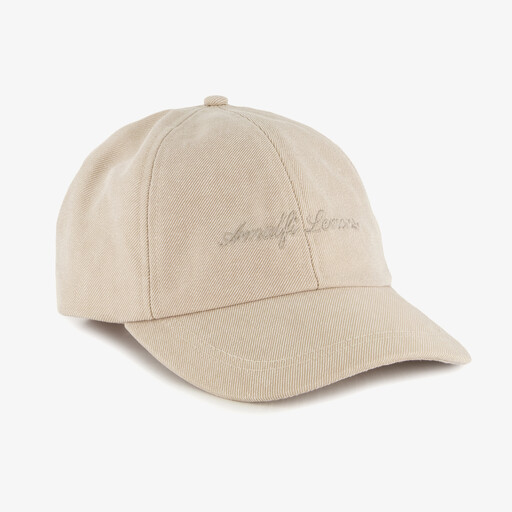 Dames pet met tekstopdruk beige
