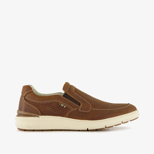 Suede heren instappers cognac