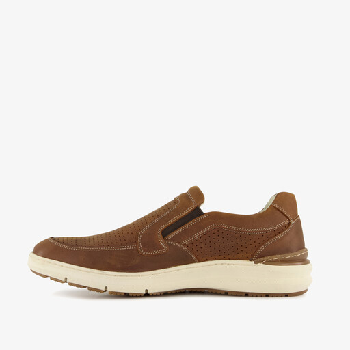 Suede heren instappers cognac