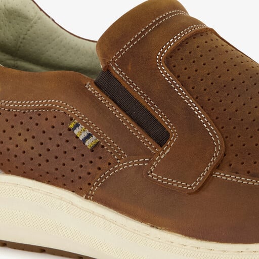 Suede heren instappers cognac