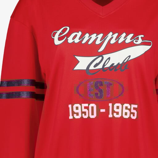 Dames baseballshirt met lange mouwen rood