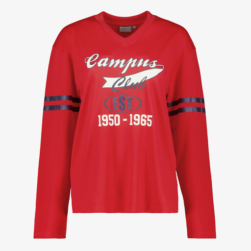 Dames baseballshirt met lange mouwen rood