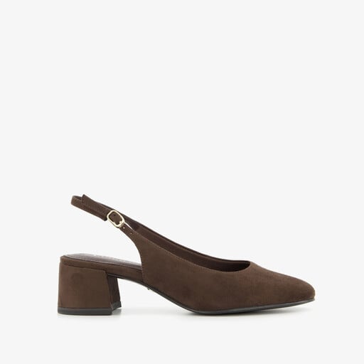 Dames slingback pumps chocoladebruin