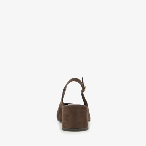 Dames slingback pumps chocoladebruin