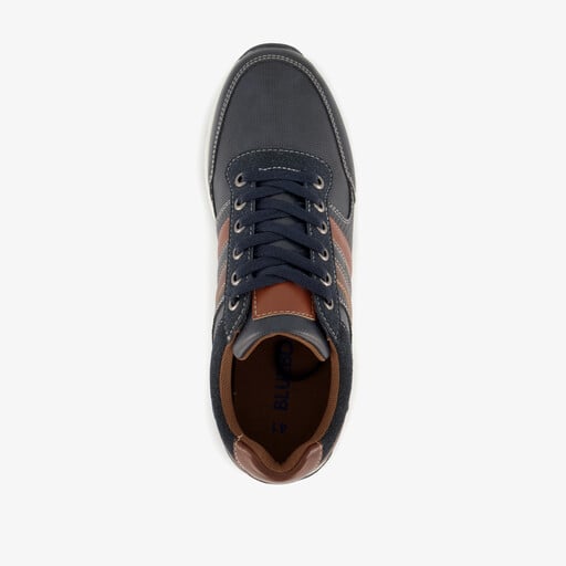 Heren sneakers blauw cognac