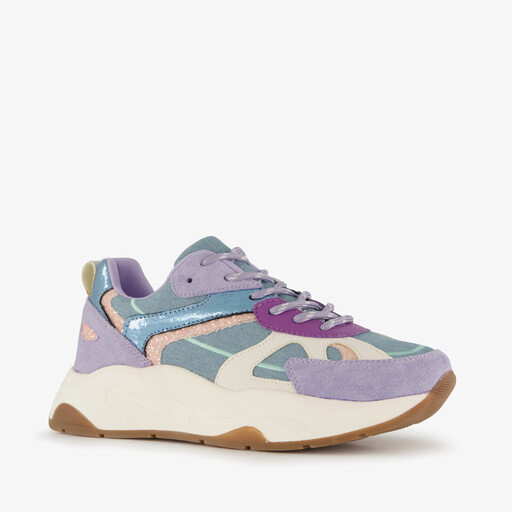 Dames dad sneakers denim lila
