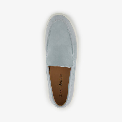Suede heren instappers lichtblauw