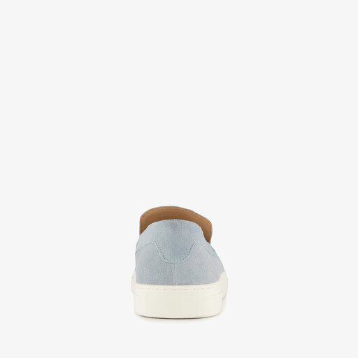 Suede heren instappers lichtblauw