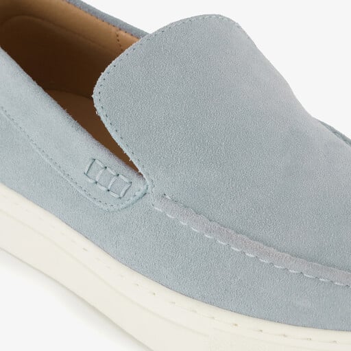 Suede heren instappers lichtblauw