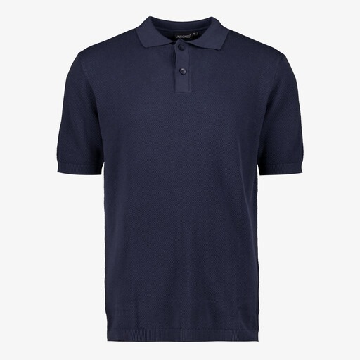 Gebreide heren polo donkerblauw