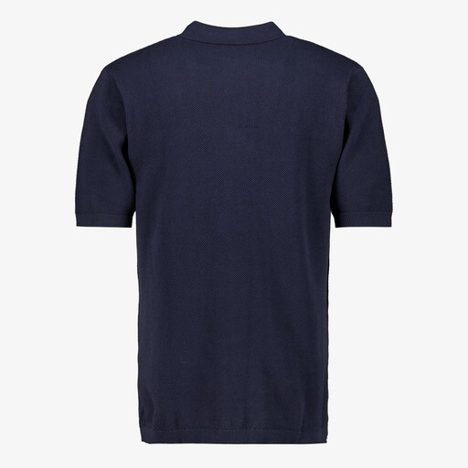 Gebreide heren polo donkerblauw