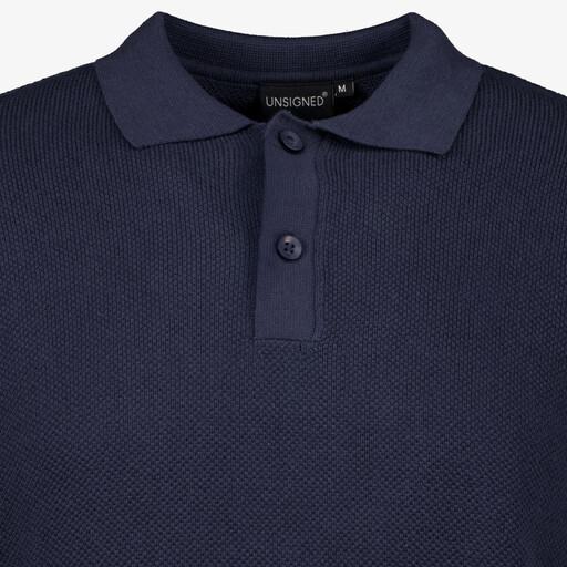 Gebreide heren polo donkerblauw