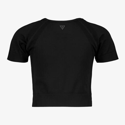 Cropped meisjes sport T-shirt seamless zwart